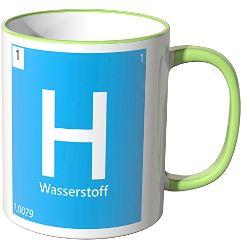 WANDKINGS® Tasse, Element Wasserstoff H - HELLGRÜN von WANDKINGS