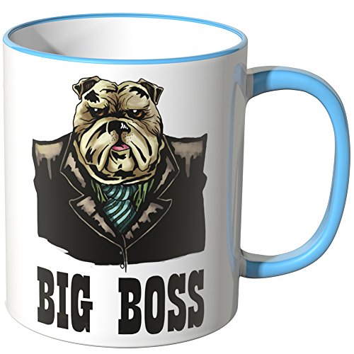 WANDKINGS® Tasse, Karikatur Big BOSS als Hund - BLAU von WANDKINGS