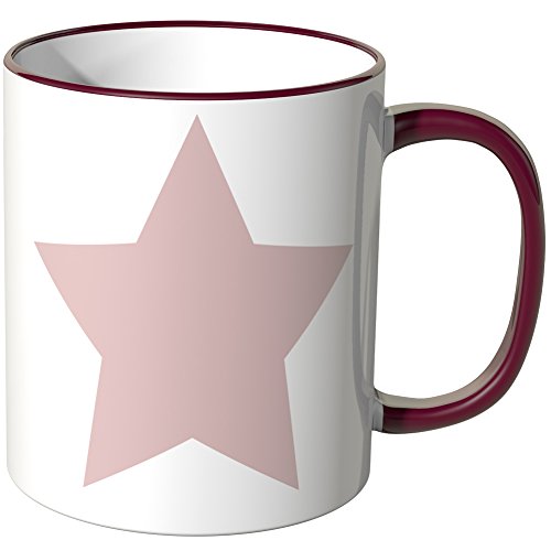 WANDKINGS® Tasse, Motiv: Rosafarbene Sterne - Bordeaux von WANDKINGS