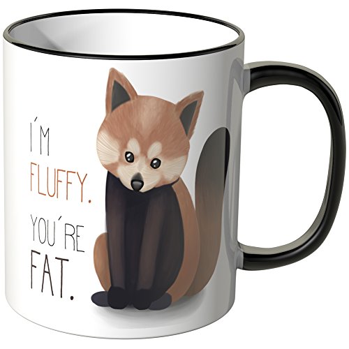 WANDKINGS® Tasse, Schriftzug „Im Fluffy, You´re Fat.“ - SCHWARZ von WANDKINGS