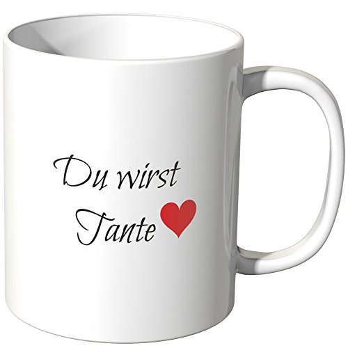 WANDKINGS® Tasse, Schriftzug Du wirst Tante mit rotem Herzchen - Weiß von WANDKINGS