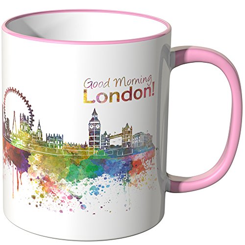 WANDKINGS® Tasse, Schriftzug Good Morning London! mit Skyline - ROSA von WANDKINGS