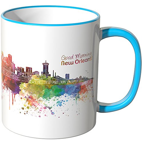 WANDKINGS® Tasse, Schriftzug Good Morning New Orleans! mit Skyline - BLAU von WANDKINGS