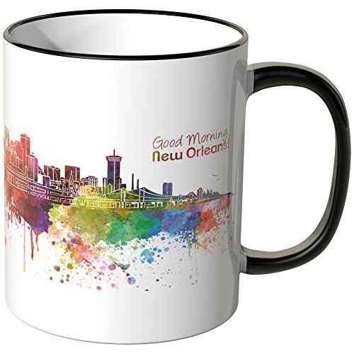 WANDKINGS® Tasse, Schriftzug Good Morning New Orleans! mit Skyline - SCHWARZ von WANDKINGS