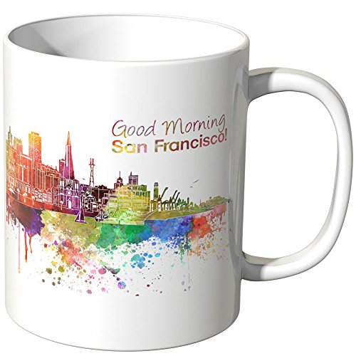 WANDKINGS® Tasse, Schriftzug Good Morning San Francisco! mit Skyline - Weiß von WANDKINGS