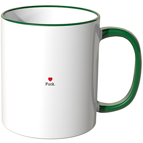 WANDKINGS® Tasse, Schriftzug: Fuck mit rotem Herzchen - GRÜN von WANDKINGS