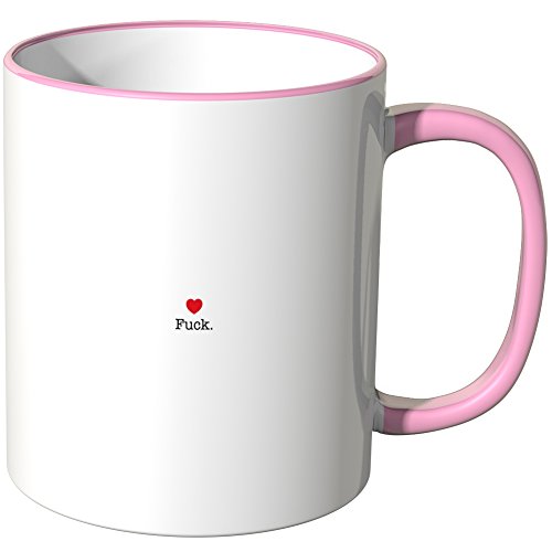 WANDKINGS® Tasse, Schriftzug: Fuck mit rotem Herzchen - ROSA von WANDKINGS