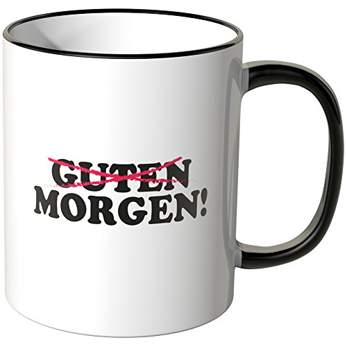 WANDKINGS® Tasse, Schriftzug: Guten Morgen - SCHWARZ von WANDKINGS