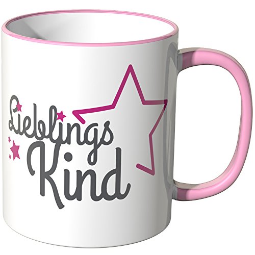 WANDKINGS® Tasse, Schriftzug: Lieblingskind mit pinken Sternchen - ROSA von WANDKINGS