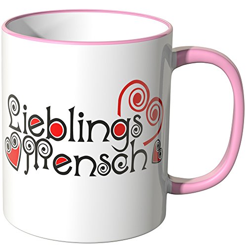 WANDKINGS® Tasse, Schriftzug: Lieblingsmensch mit Herzchen - ROSA von WANDKINGS