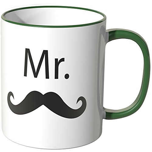 WANDKINGS® Tasse, Schriftzug: Mr. mit einem Schnurrbart - GRÜN von WANDKINGS