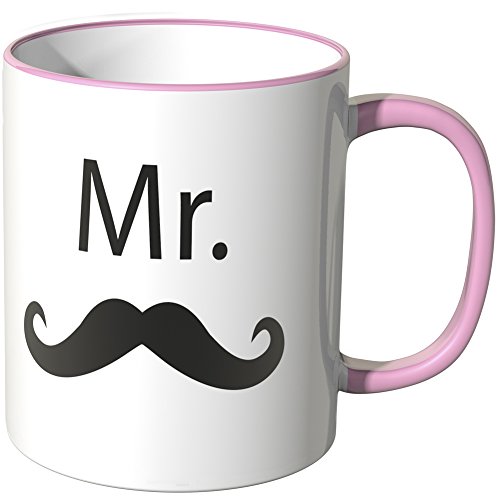 WANDKINGS® Tasse, Schriftzug: Mr. mit einem Schnurrbart - ROSA von WANDKINGS