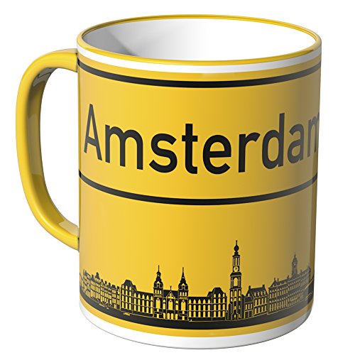 WANDKINGS® Tasse, Skyline Amsterdam - GELB von WANDKINGS