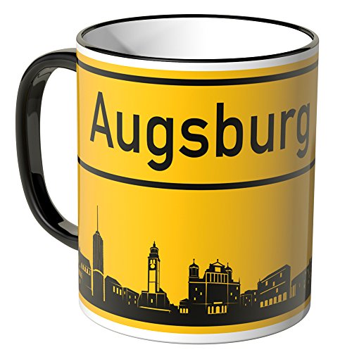 WANDKINGS® Tasse, Skyline Augsburg - SCHWARZ von WANDKINGS