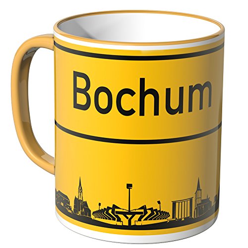 WANDKINGS® Tasse, Skyline Bochum - DUNKELGELB von WANDKINGS