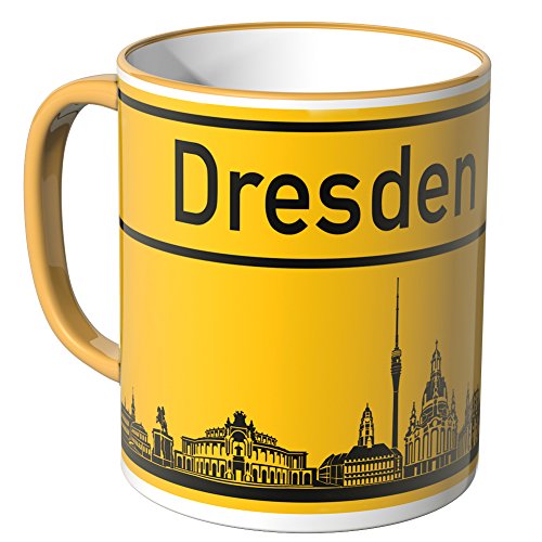 WANDKINGS® Tasse, Skyline Dresden - DUNKELGELB von WANDKINGS