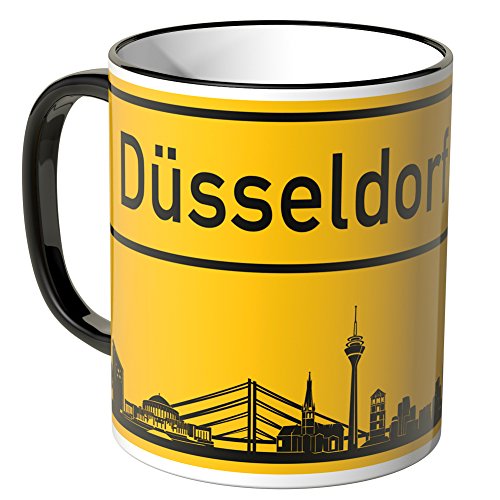 WANDKINGS® Tasse, Skyline Düsseldorf - SCHWARZ von WANDKINGS