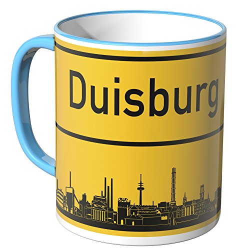 WANDKINGS® Tasse, Skyline Duisburg - BLAU von WANDKINGS