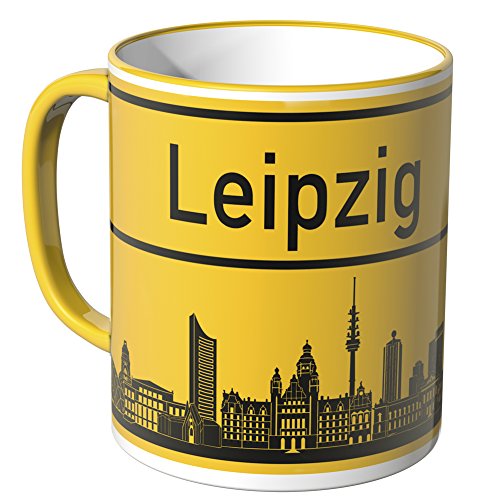 WANDKINGS® Tasse, Skyline Leipzig - GELB von WANDKINGS