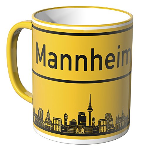 WANDKINGS® Tasse, Skyline Mannheim - GELB von WANDKINGS