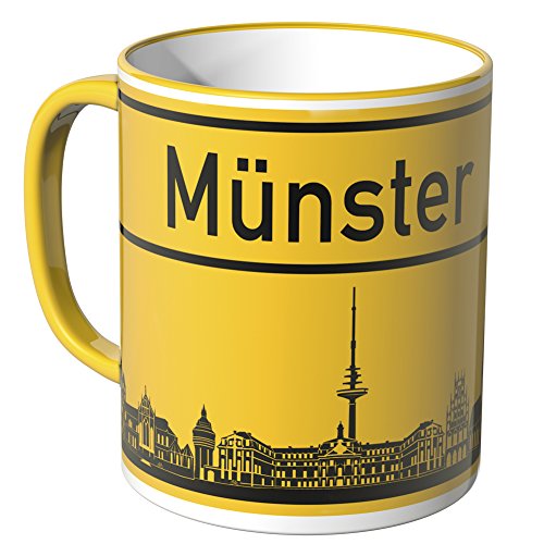 WANDKINGS® Tasse, Skyline Münster - GELB von WANDKINGS