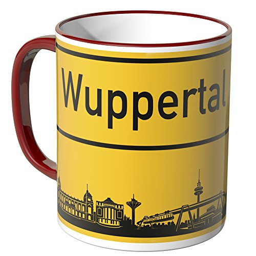 WANDKINGS® Tasse, Skyline Wuppertal - ROT von WANDKINGS