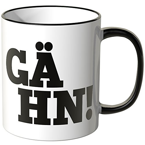 WANDKINGS® Tasse, Spruch Gähn - SCHWARZ von WANDKINGS