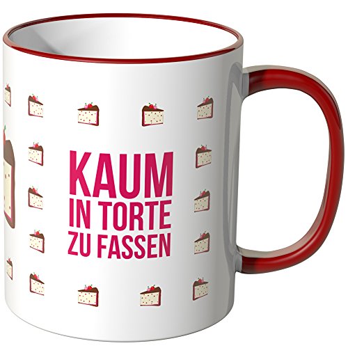 WANDKINGS® Tasse, Spruch KAUM IN Torte ZU FASSEN - ROT von WANDKINGS