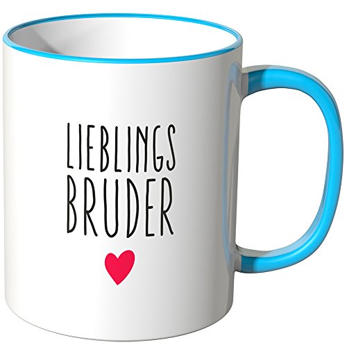 WANDKINGS® Tasse, Spruch Lieblingsbruder mit kleinem Herzchen - BLAU von WANDKINGS