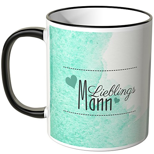 WANDKINGS® Tasse, Spruch Lieblingsmann - SCHWARZ von WANDKINGS