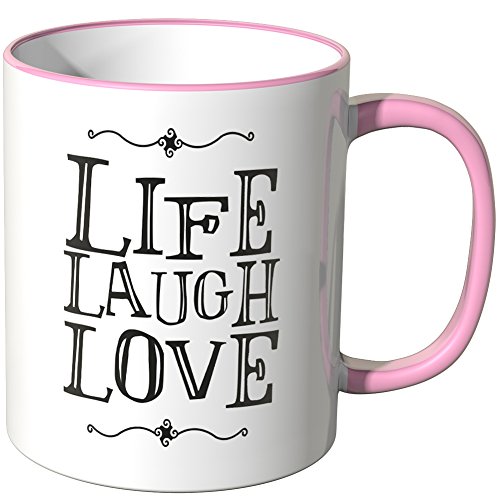 WANDKINGS® Tasse, Spruch Live Laugh Love - ROSA von WANDKINGS