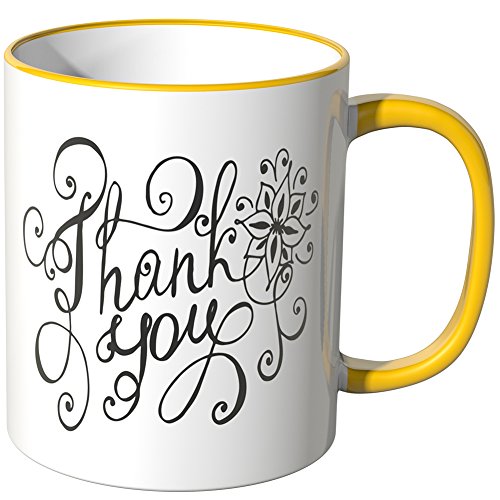 WANDKINGS® Tasse, Spruch THANK YOU - GELB von WANDKINGS