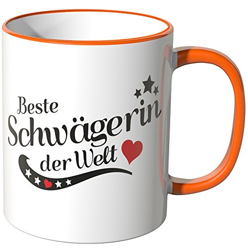 WANDKINGS® Tasse, Spruch: Beste Schwägerin der Welt - ORANGE von WANDKINGS