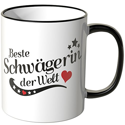 WANDKINGS® Tasse, Spruch: Beste Schwägerin der Welt - SCHWARZ von WANDKINGS