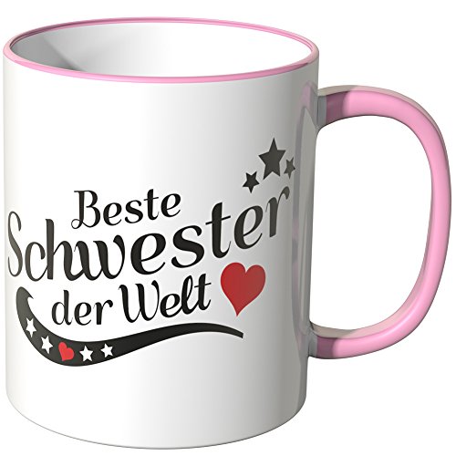 WANDKINGS® Tasse, Spruch: Beste Schwester der Welt - ROSA von WANDKINGS