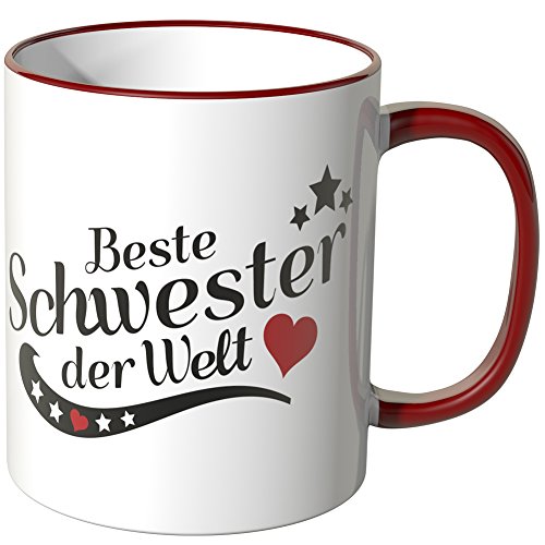 WANDKINGS® Tasse, Spruch: Beste Schwester der Welt - ROT von WANDKINGS