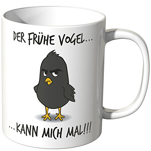 WANDKINGS® Tasse, Spruch: Der frühe Vogel kann mich mal … - MOTIV 2 - Weiß von WANDKINGS