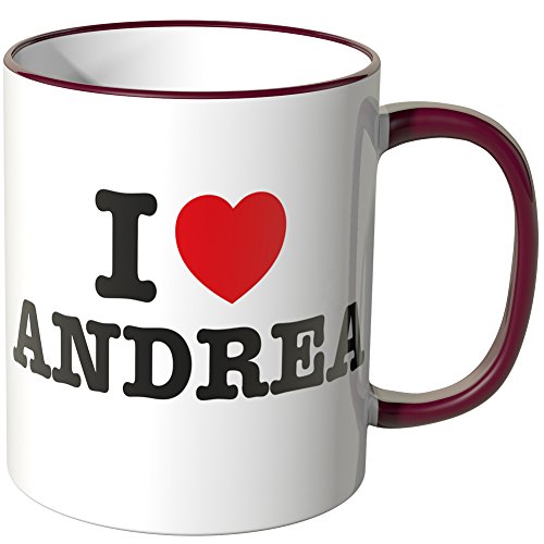 WANDKINGS® Tasse, Spruch: I Love Andrea - Bordeaux von WANDKINGS