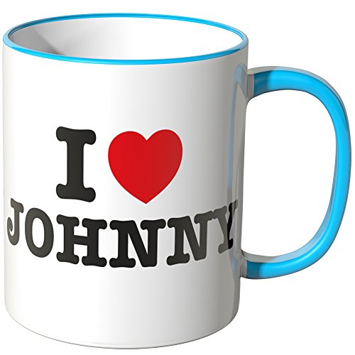 WANDKINGS® Tasse, Spruch: I Love Johnny - BLAU von WANDKINGS