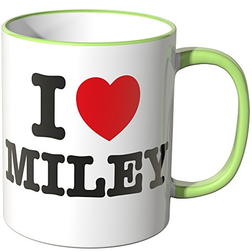 WANDKINGS® Tasse, Spruch: I Love Miley - HELLGRÜN von WANDKINGS