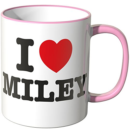 WANDKINGS® Tasse, Spruch: I Love Miley - ROSA von WANDKINGS