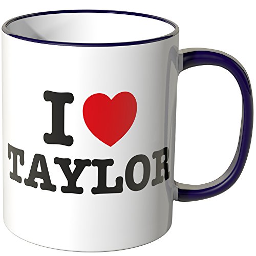 WANDKINGS® Tasse, Spruch: I Love Taylor - LILA von WANDKINGS