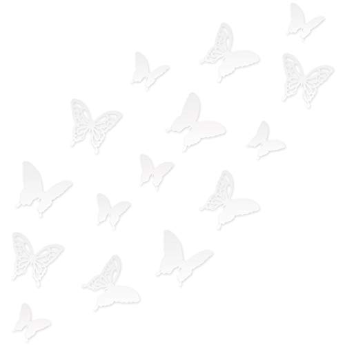 WANDKINGS 3D Schmetterlinge in WEIß mit Ornamenten/Muster, 12 STÜCK im Set mit Klebepunkten von WANDKINGS