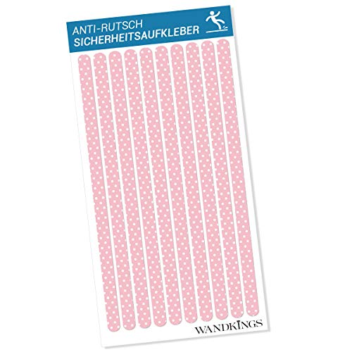 WANDKINGS Anti-Rutsch-Sticker 10 Klebestreifen à 65 x 3 cm in ROSA für Sicherheit in Badewanne & Dusche von WANDKINGS