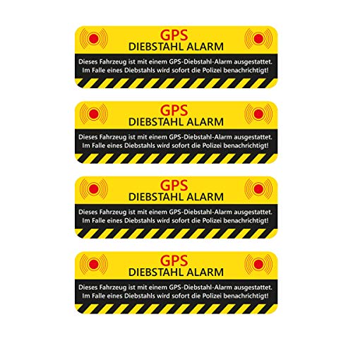WANDKINGS Aufkleber GPS DIEBSTAHL Alarm Warnaufkleber für Ihr Fahrzeug - 4 Stück WANDKINGS Aufkleber GPS DIEBSTAHL Alarm Warnaufkleber für Ihr Fahrzeug - 4 Stück von WANDKINGS