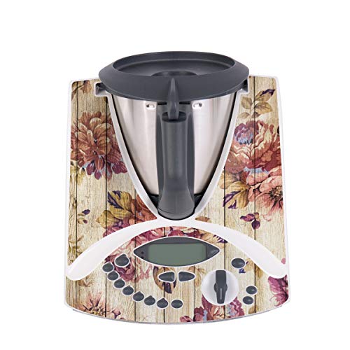 WANDKINGS Aufkleber Skin Sticker für Thermomix TM31, Blumenmuster Holz von WANDKINGS