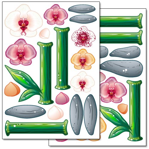 WANDKINGS "Bunte Orchideen Wandsticker Set, 36 Aufkleber, 2 DIN A4 Bögen, Gesamtfläche 60 x 20 cm von WANDKINGS