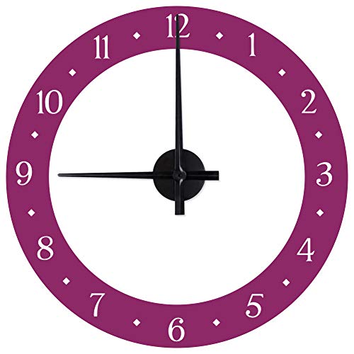 WANDKINGS "Elegante Uhr Wanduhr Wandtattoo (Farbe: Uhr=Schwarz, Aufkleber=Aubergine) von WANDKINGS