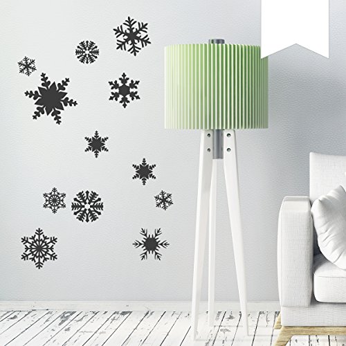 WANDKINGS Fenster- & Wandtattoo 12 Schneeflocken im Set 35 x 27 cm weiß - erhältlich in 33 Farben von WANDKINGS