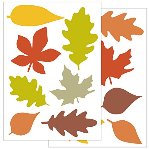 WANDKINGS Fensteraufkleber, Herbstblätter, 2 Bögen in DIN A4, Wiederverwendbare Fenster Aufkleber von WANDKINGS